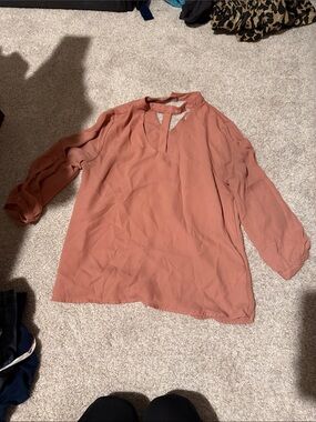 Active USA Mauve Split-Neck Long Sleeve Tunic